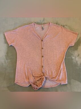 Women’s Pomelo Dusty Pink Button-Front Tie Hem Top Size Medium
